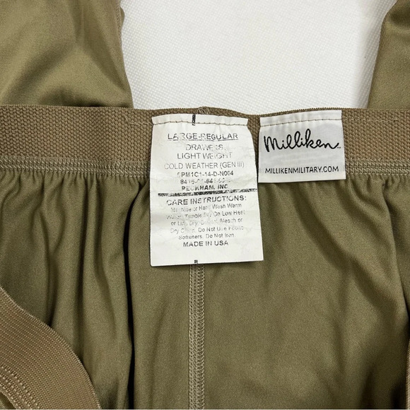 Milliken Base Layer Drawers Sz Large Cold Weather Light Weight Olive Green Pants - Picture 4 of 4